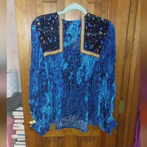 Anthropologie Bla^nk London Miranda Peasant Blouse Blue - Picture 4 of 11
